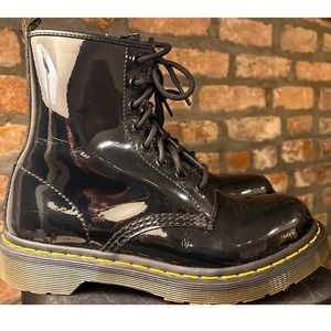 Dr. Martens Black Patent Leather Lace Up 1460W Doc Combat Boots Women’s 7